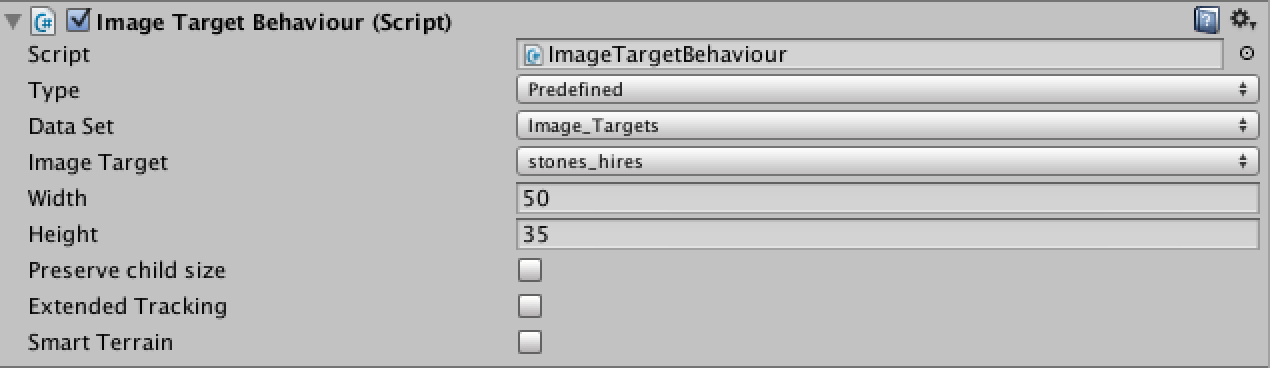 Image Target Inspector Panel