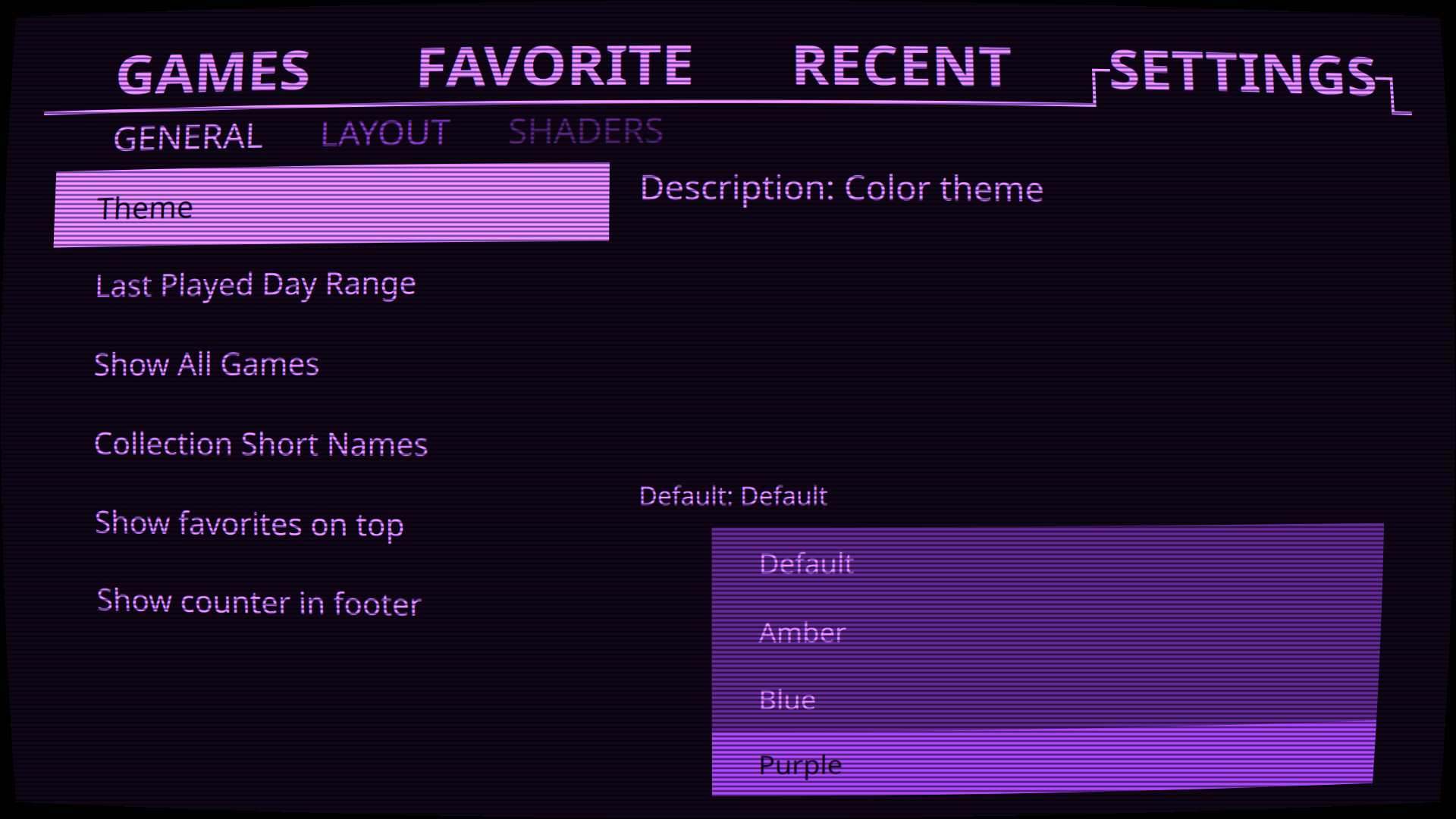 Settings Screen (Purple)