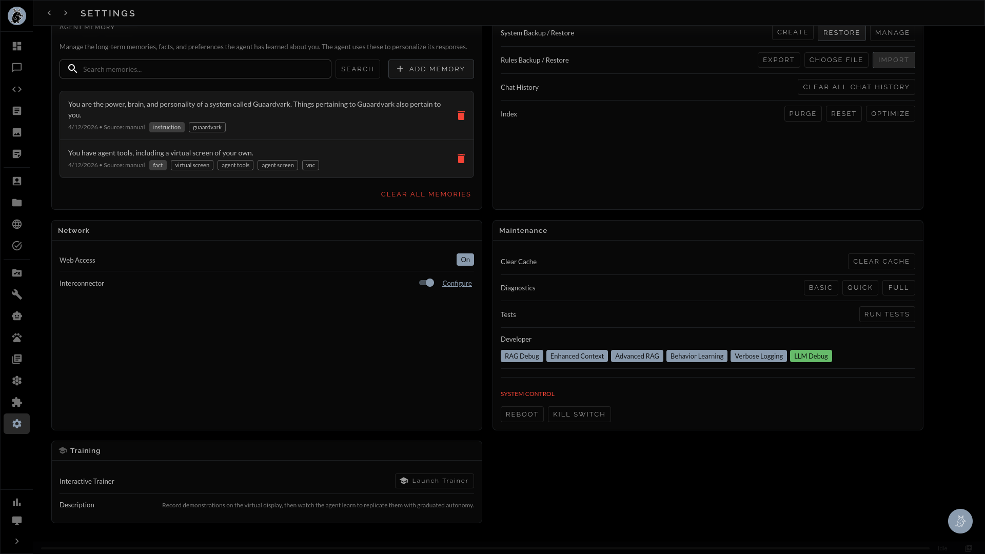 Settings Memory
