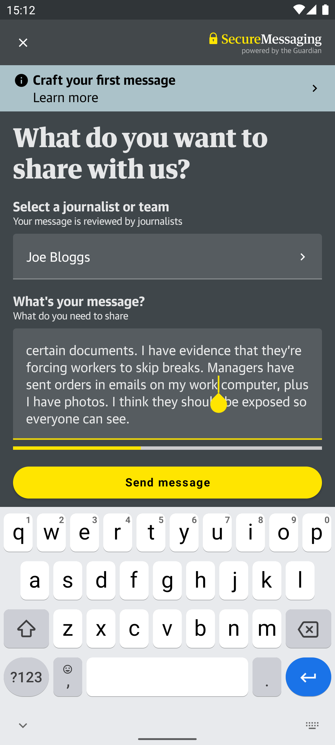 Composing a secure message