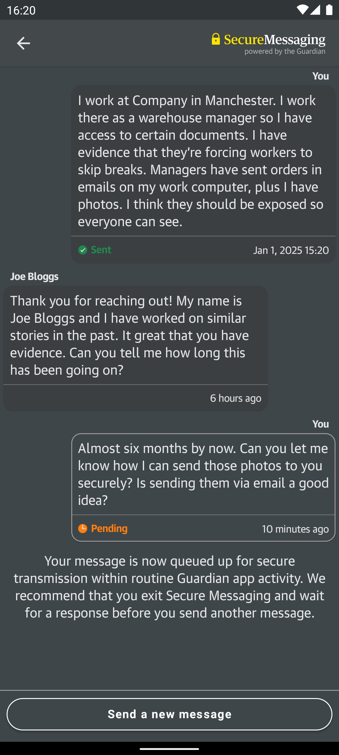 An on-going conversation with a journalist
