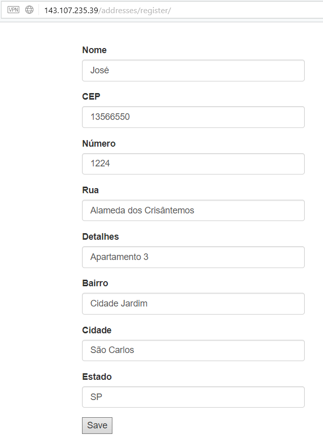 Address Register Form