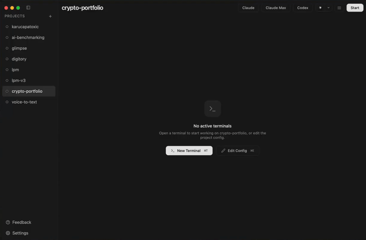 Starting a project in lpm desktop app