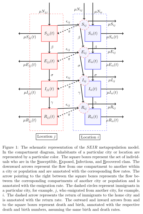 SEIR metapopulation model