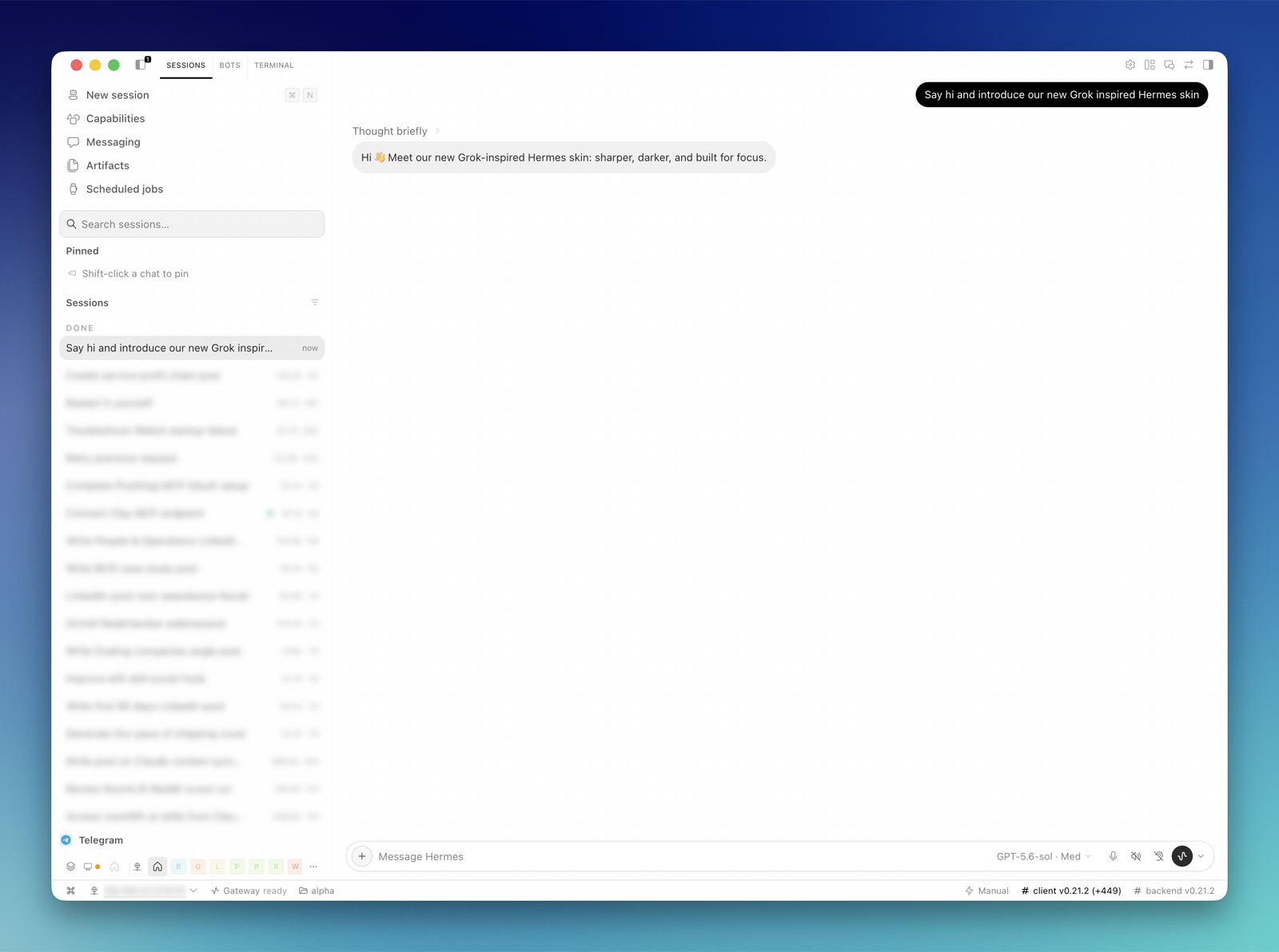 Grok Skin in light mode