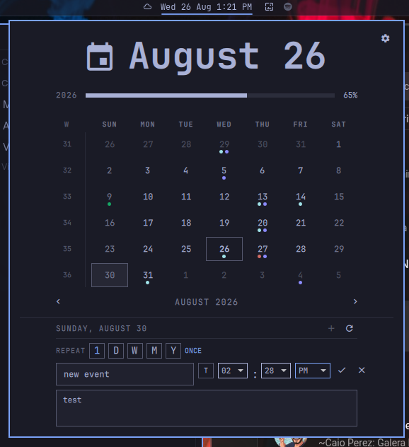 Settings panel open