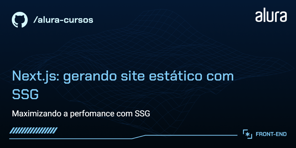 Imagem de capa escrito  Next.js: gerando site estático com SSG, maximizando a performance com SSG