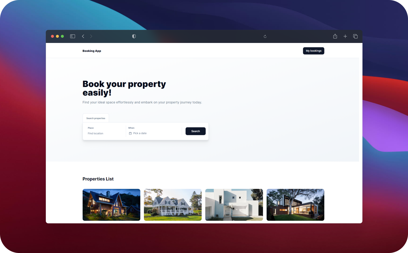 Design preview for the Booking App