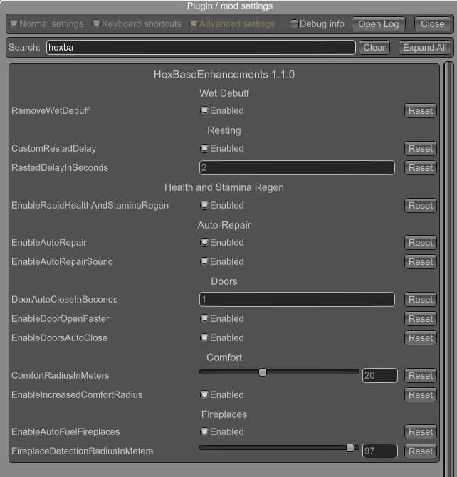 HexBaseEnhancements Configuration