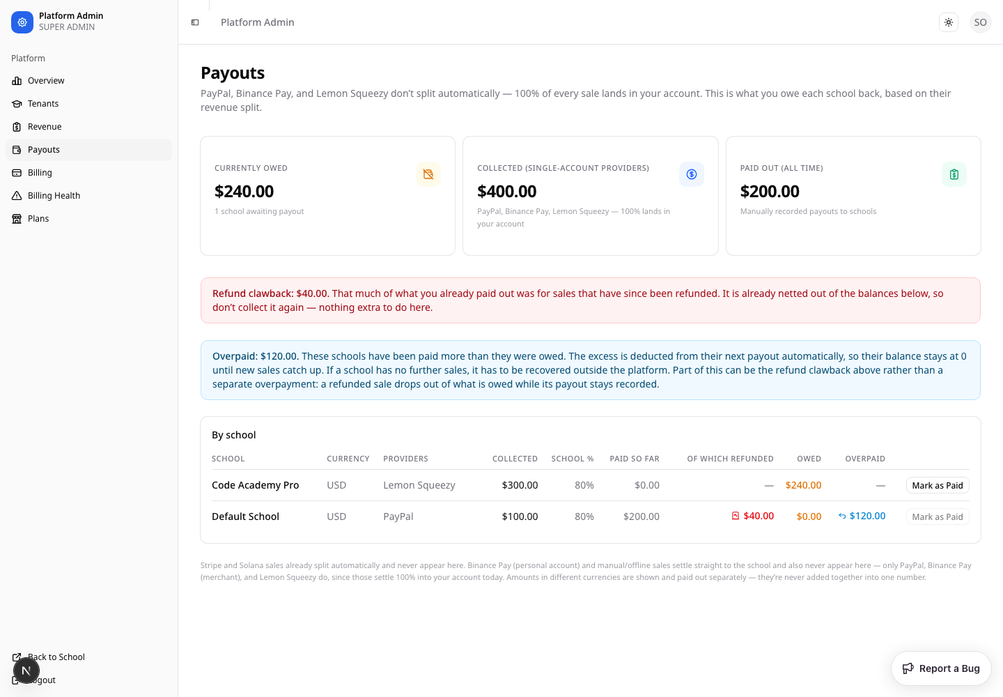 Payouts, English