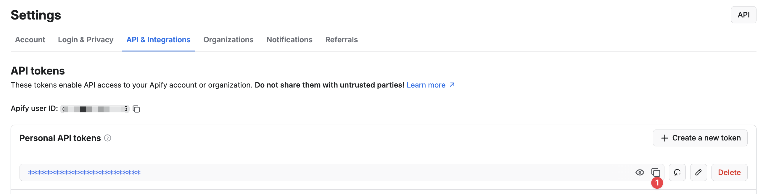 How to get your Apify API token