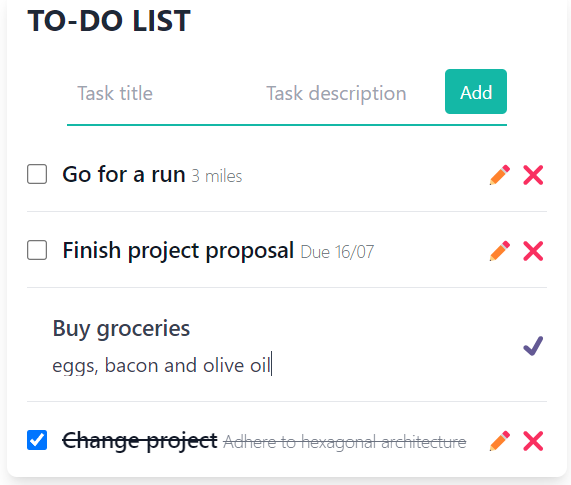 Todo app screenshot