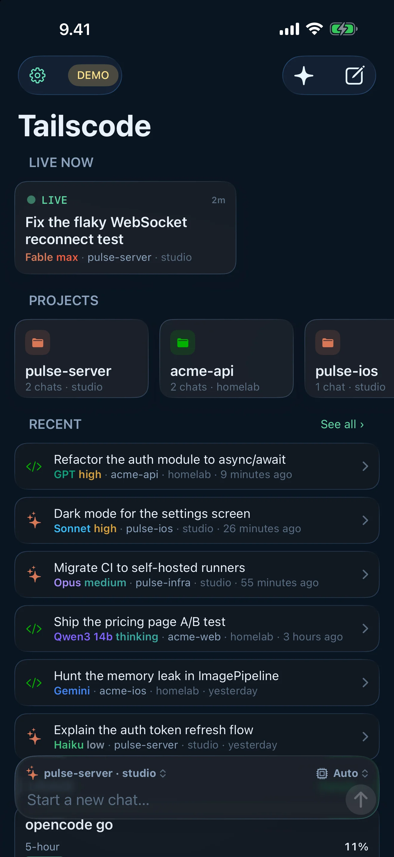 Home: every agent and machine on one board, with a composer that starts the next chat