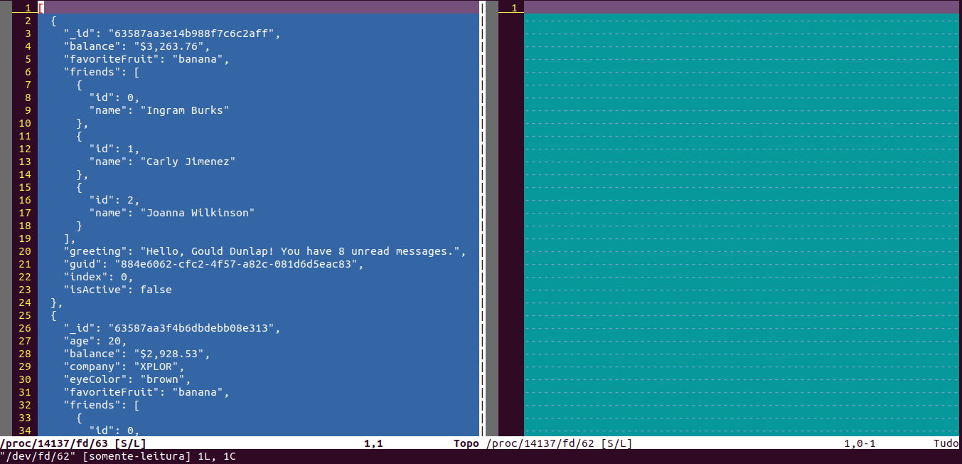 Comparando json na linha de comando
