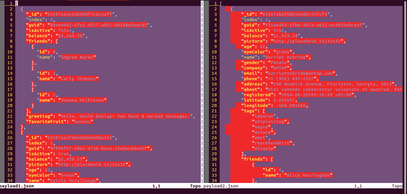 Comparando json na linha de comando