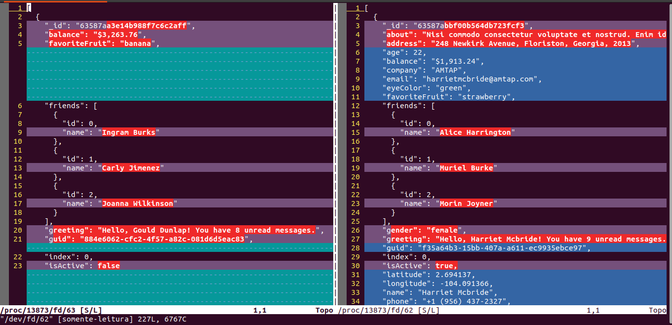 Comparando json na linha de comando