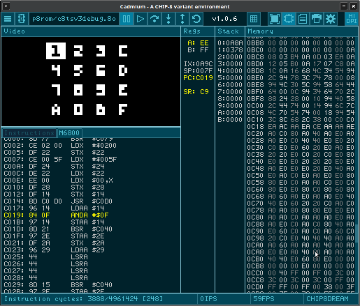 Debugging on M6800 level Cadmium emulating DREAM6800