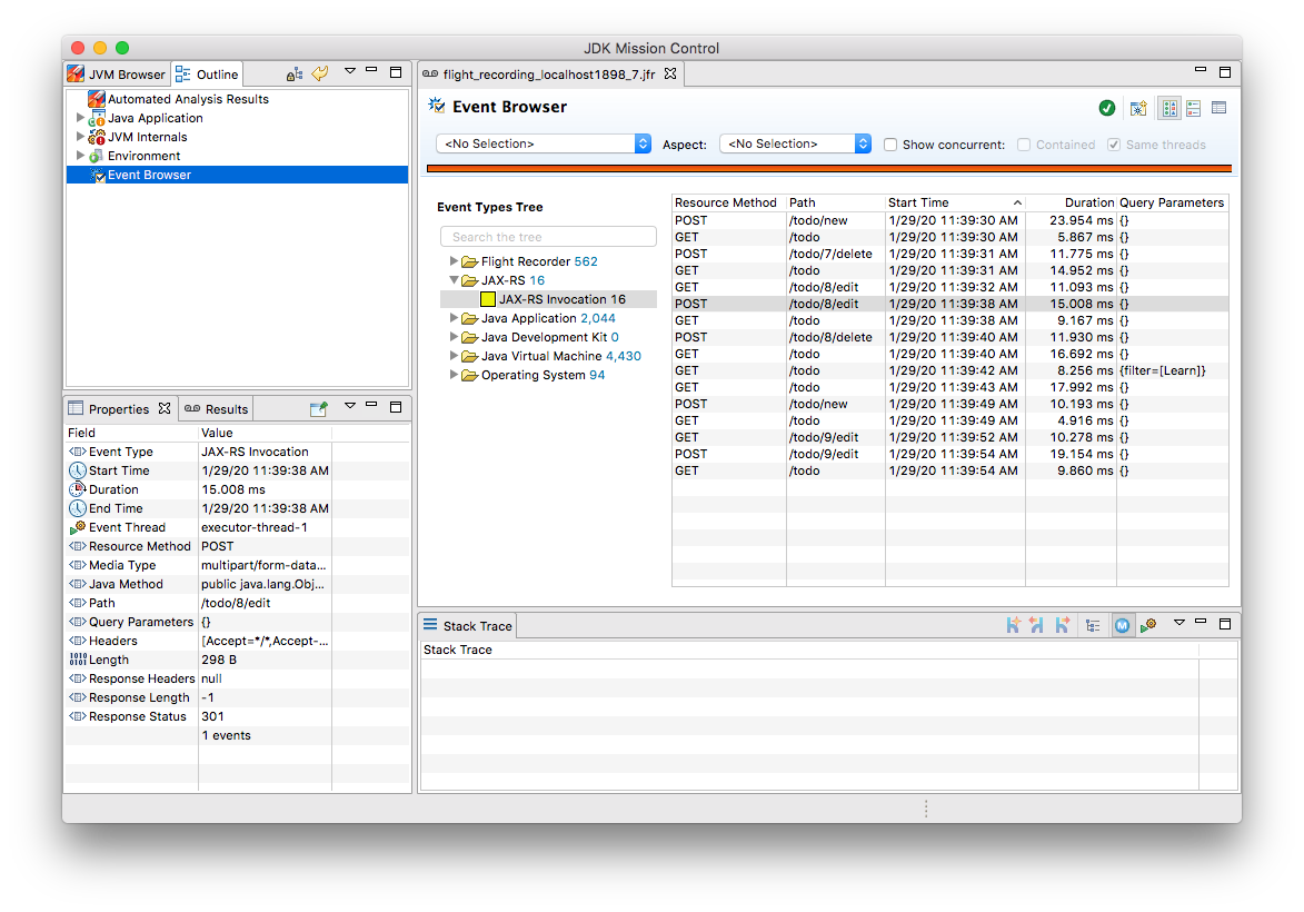 Custom Flight Recorder Events in JDK Mission Control