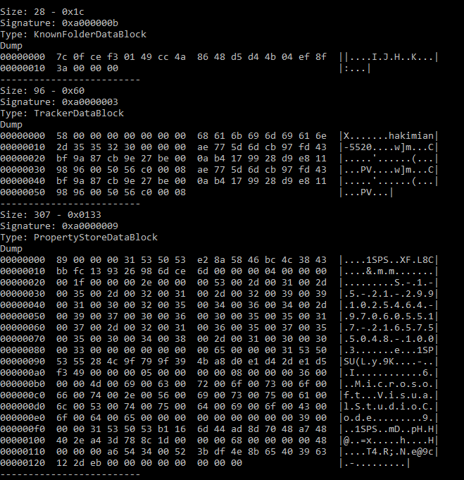 extra data block dump