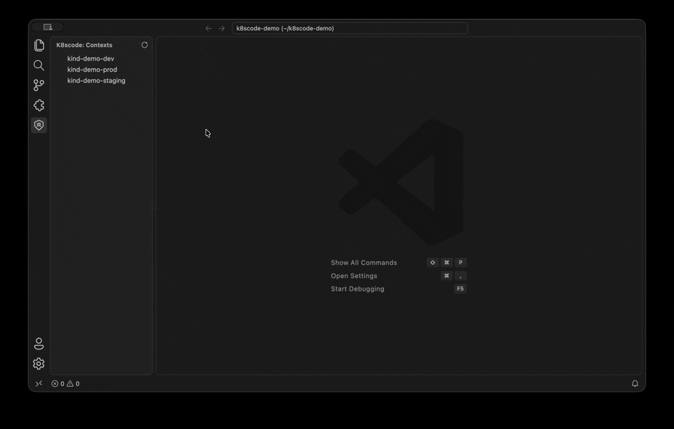 Kubi in action: browsing a cluster, filtering resources and opening a pod's detail drawer