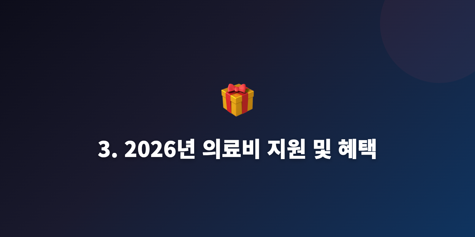 3. 2026년 의료비 지원 및 혜택