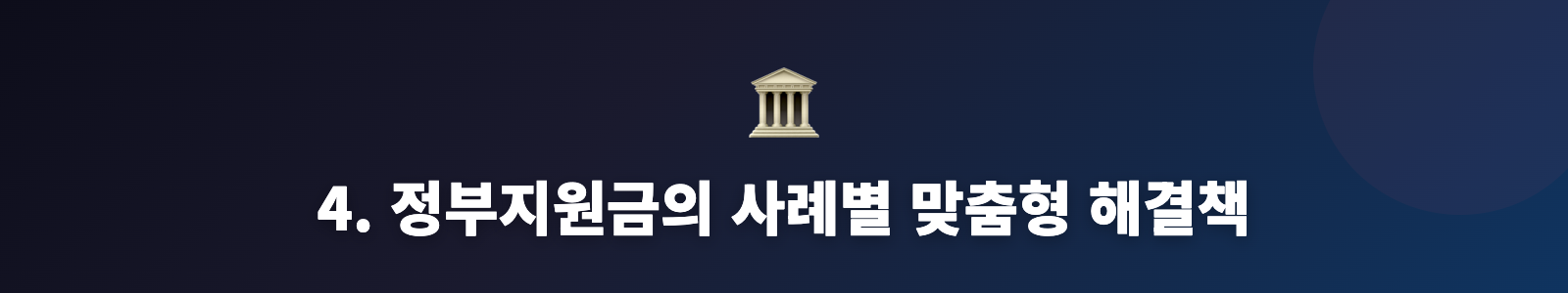 4. 정부지원금의 사례별 맞춤형 해결책
