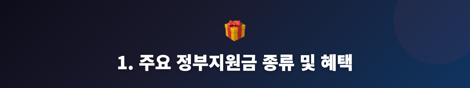 1. 주요 정부지원금 종류 및 혜택