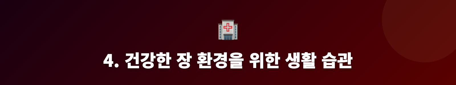 4. 건강한 장 환경을 위한 생활 습관