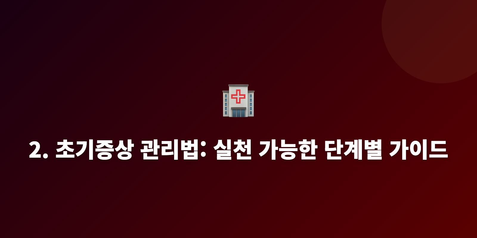 2. 초기증상 관리법: 실천 가능한 단계별 가이드