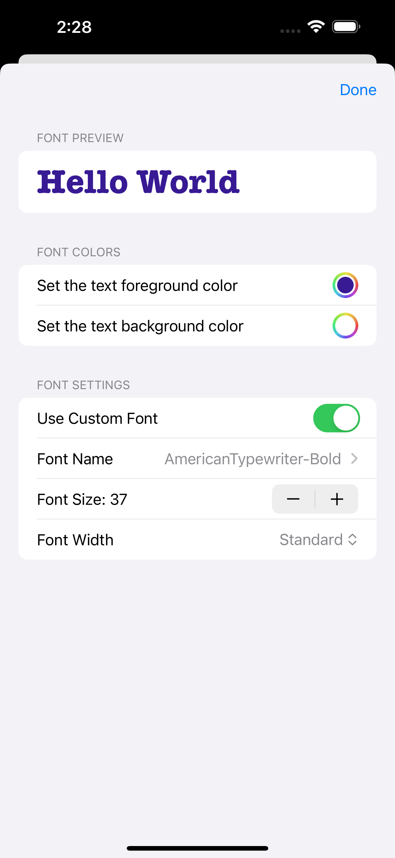 Font Settings