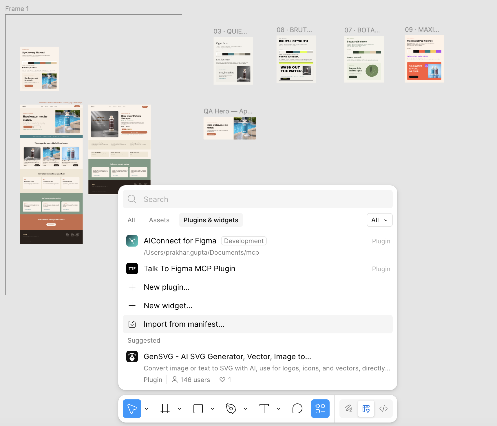Figma → Plugins & widgets → Import from manifest
