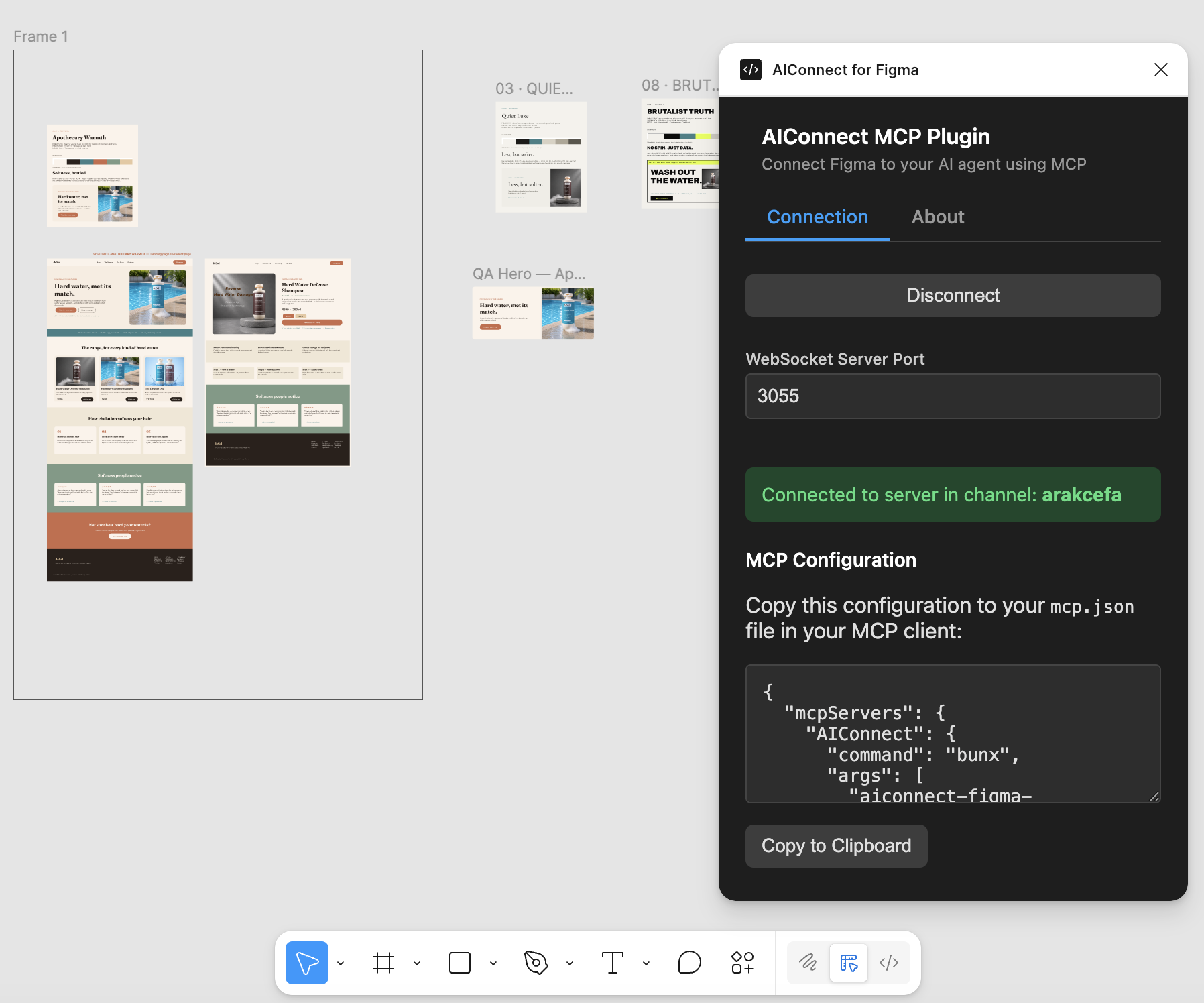 AIConnect plugin connected, showing the channel id