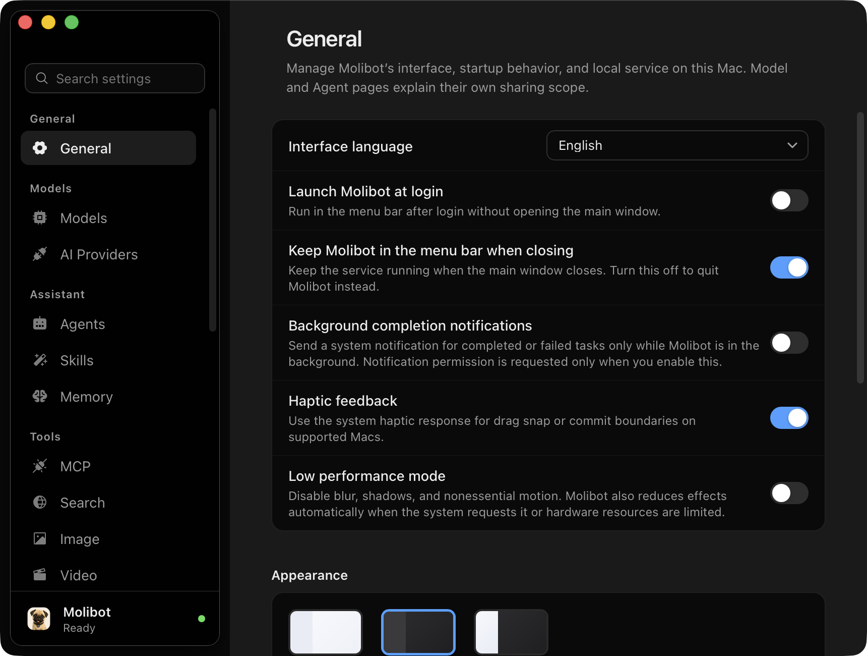 Settings — General