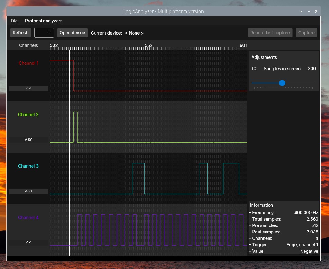 SPI analysis Raspberry software