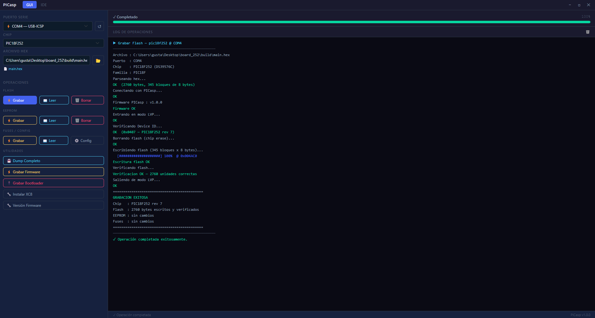 Panel programador PICasp