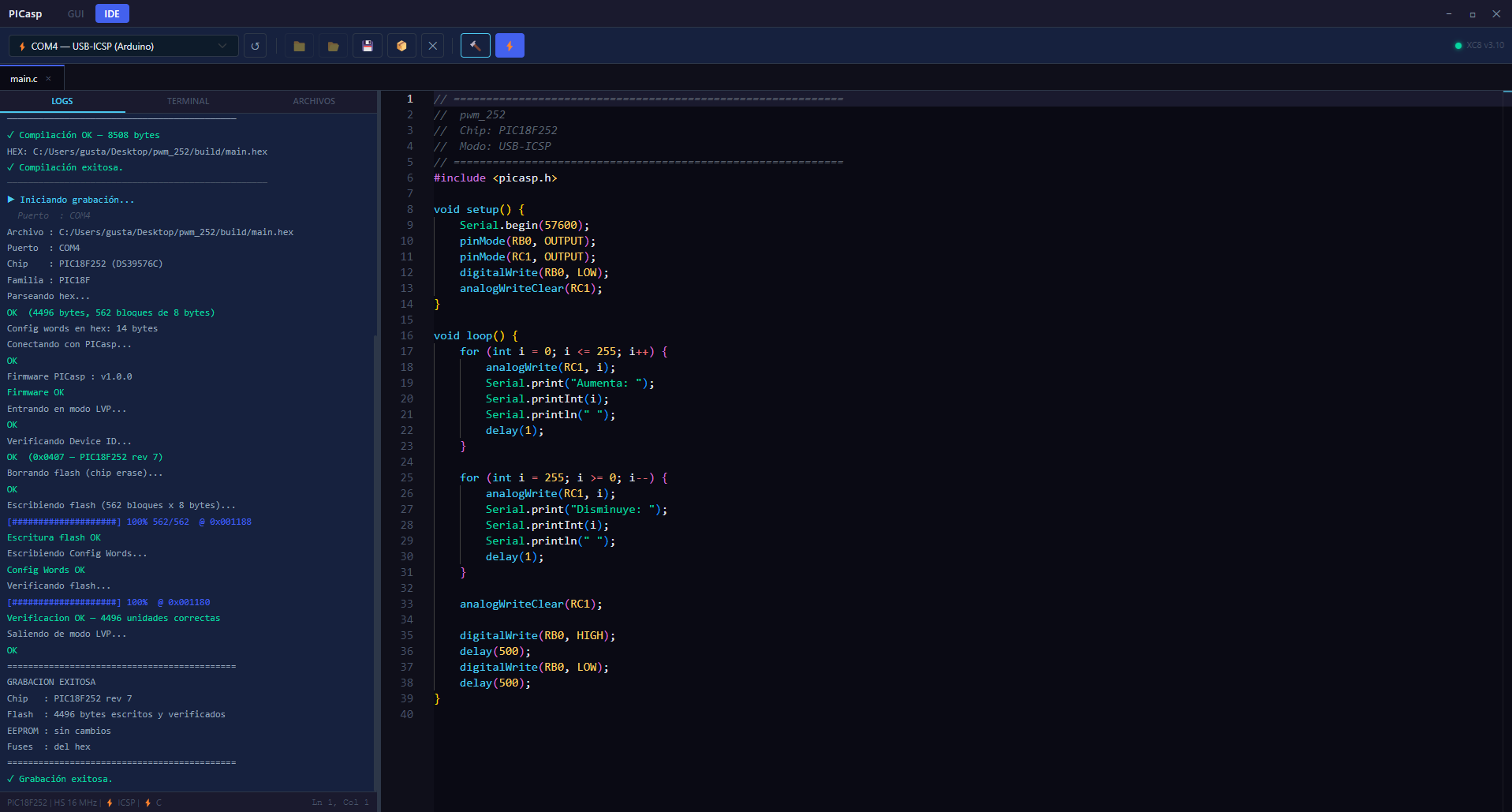 Editor IDE PICasp