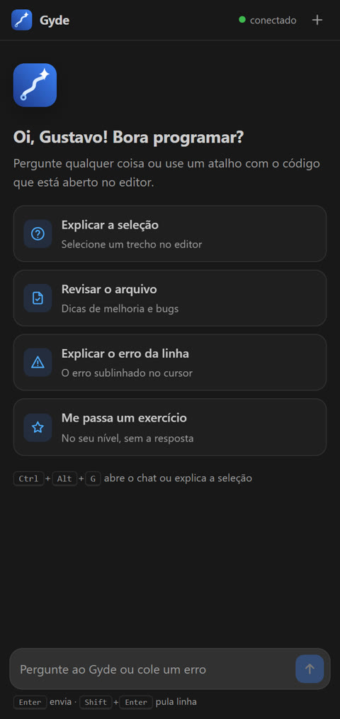 Tela inicial do Gyde no VS Code