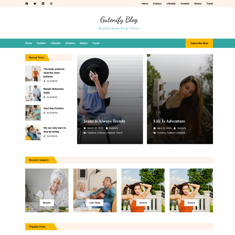 Blog Space Pro theme screenshot