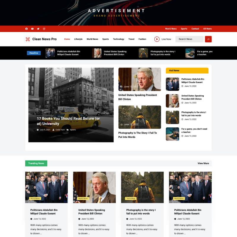 Clean News Pro theme screenshot