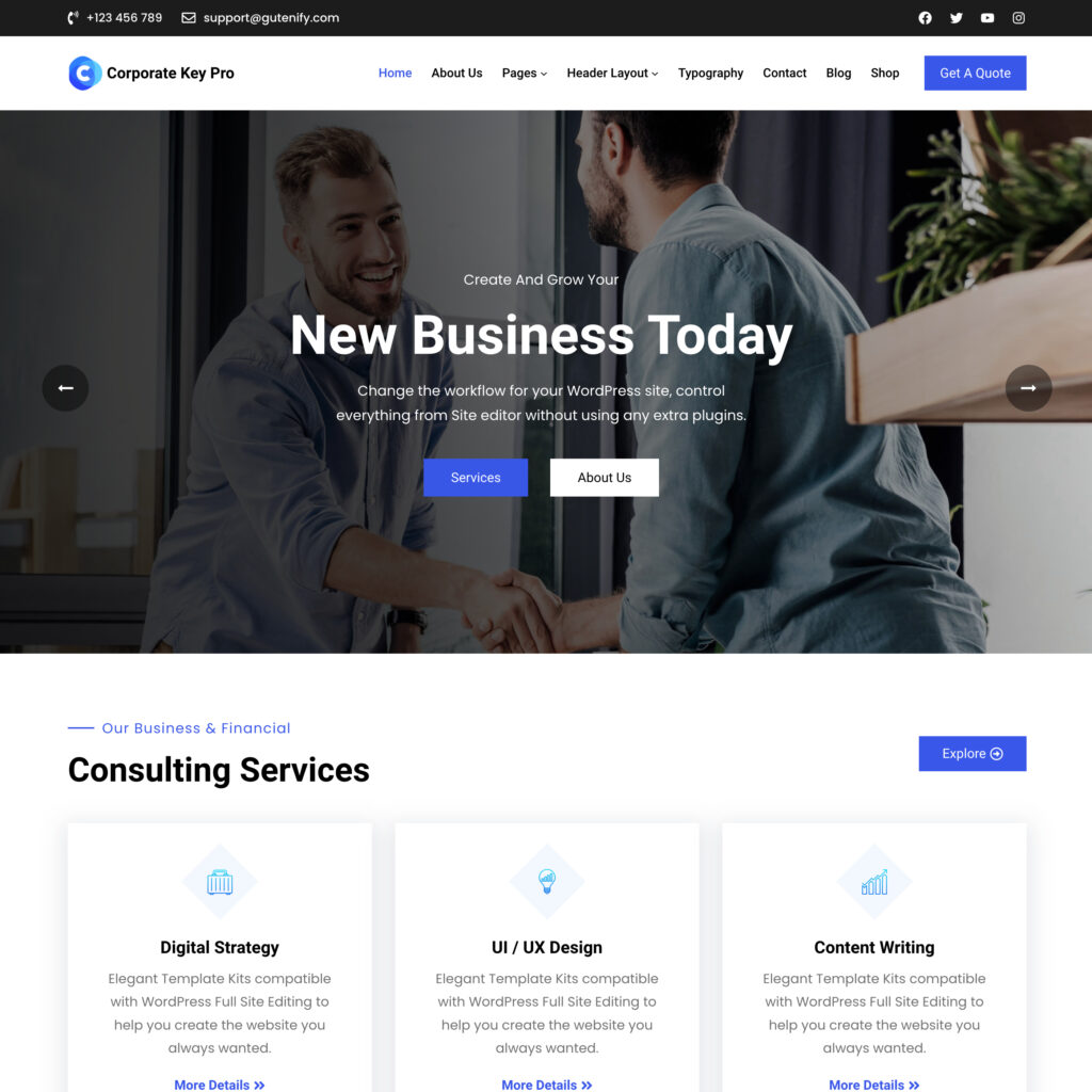 Corporate Key Pro theme screenshot