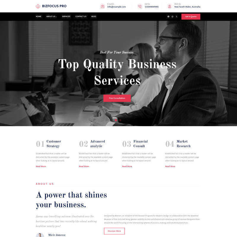 Gutenify Biz Focus Pro theme screenshot