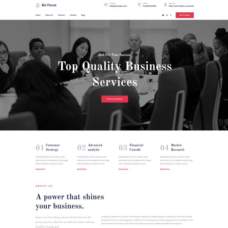 Gutenify Biz Focus theme screenshot