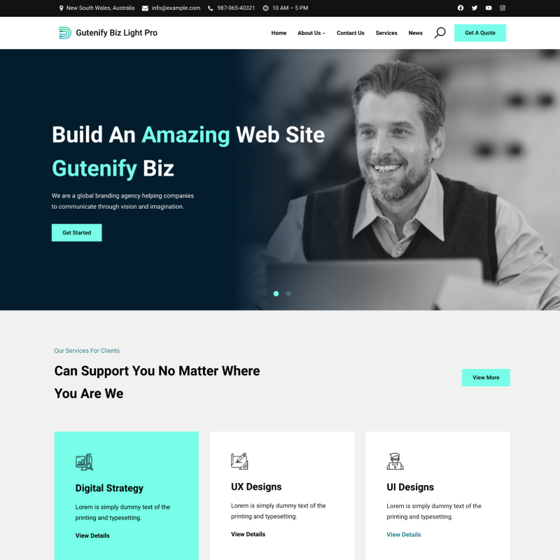 Gutenify Biz Light Pro theme screenshot