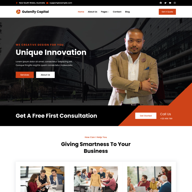 Gutenify Capital theme screenshot