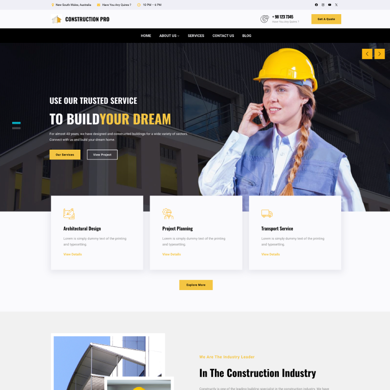 Gutenify Construction Pro theme screenshot