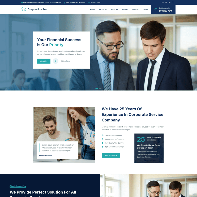 Gutenify Corporation Pro theme screenshot