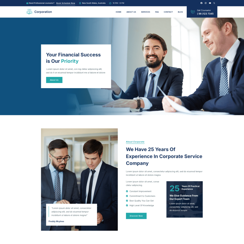 Gutenify Corporation theme screenshot