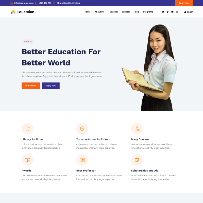 Gutenify Education theme screenshot