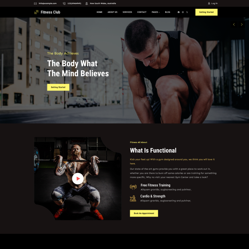 Gutenify Fitness Club Pro theme screenshot
