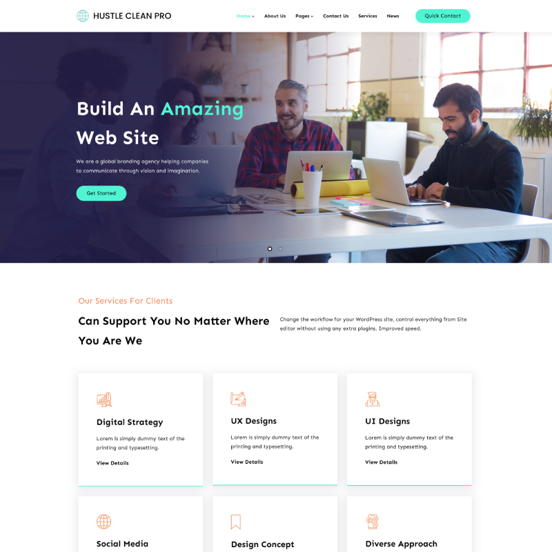 Gutenify Hustle Clean Pro theme screenshot